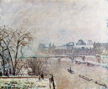  1902 Painting - the seine viewed from the pont neuf snow 1902 Camille Pissarro